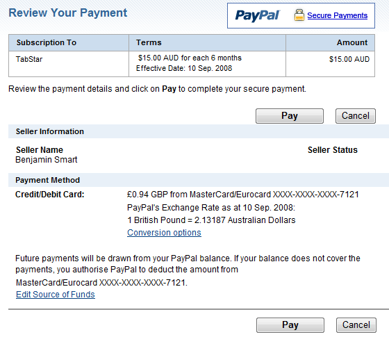 Review PayPal Payment