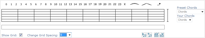 Tablature Grid Spacing Set To 9 Beats Per Bar