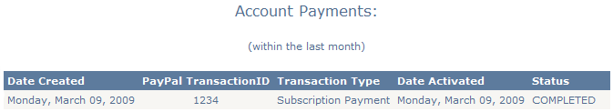 Account Payments Section