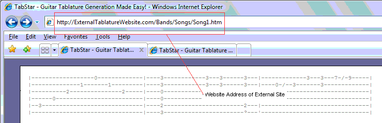Parse external web address tablature