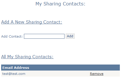 Sharing Contacts Screenshot
