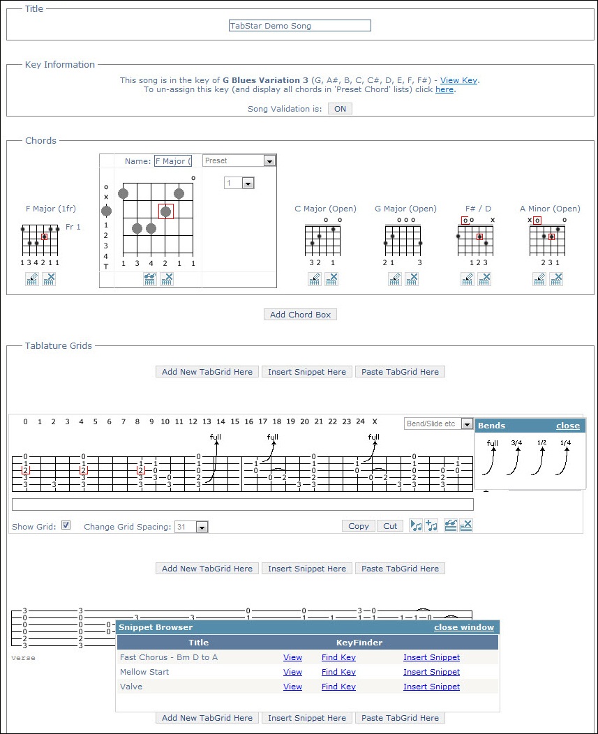 The main tablature designer and editor